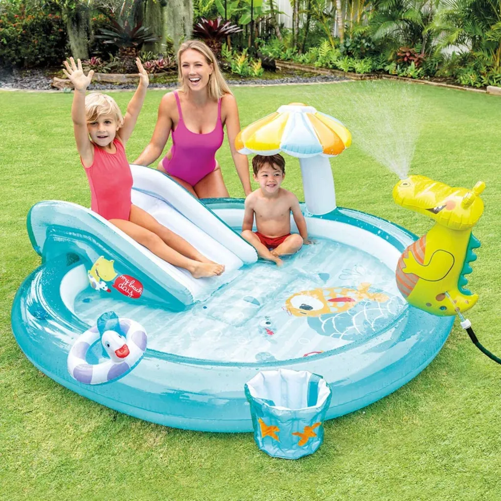 Intex Gator Play Centre 203 x 173 x 89 cm - Aire de Jeux Gonflable Crocodile
