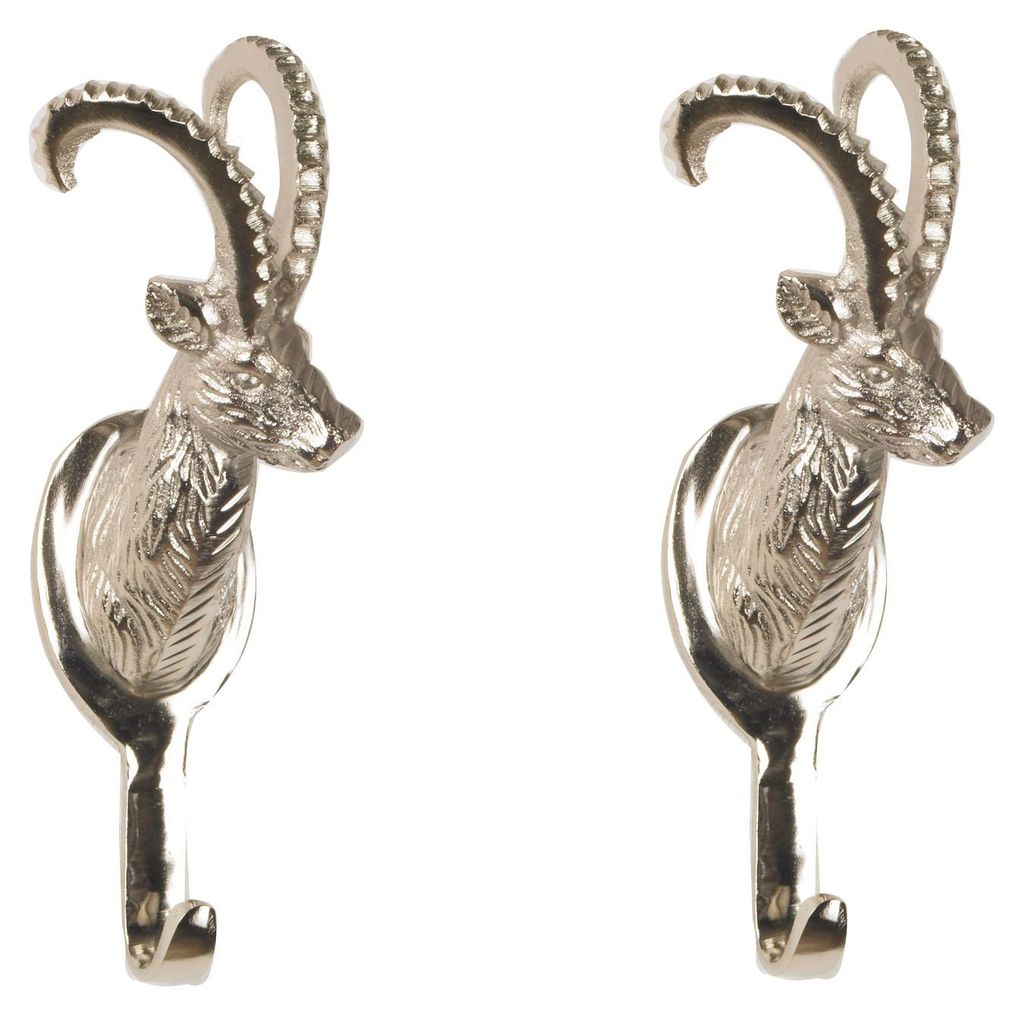 Wandgarderobe 2er SET Kleiderhaken in silber 'Steinbock' Produktbild 
