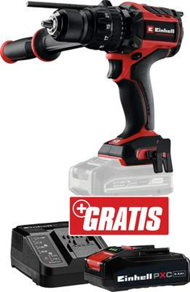 Einhell Akku-Schlagbohrschrauber TP-CD 18/120 Li-i BL 2,5Ah + GRATIS Zugabeartikel PXC Starter-Kit 18V 2,5 Ah