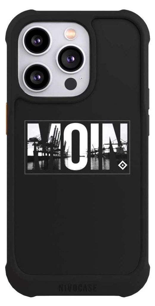 NIVOCASE Hülle für Apple iPhone 14 Pro Stoßfeste Handyhülle NIVOmax Case Schwarz HSV Hamburger SV Offizielles Lizenzprodukt