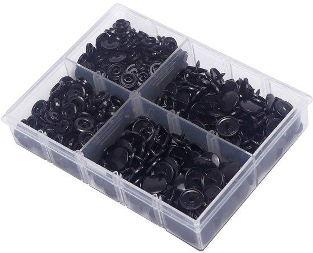 Schwarze Plastikdruckknöpfe 100 Stück T5 Nahtfrei