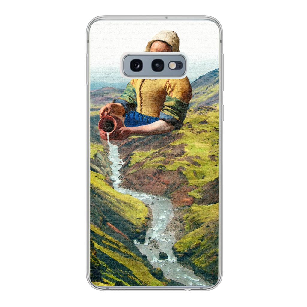 MuchoWow Handyhülle Schutzhülle Hülle für Samsung Galaxy S10e Milchmädchen - Natur - Vermeer Silikon Softcase Handy Hülle - Handy