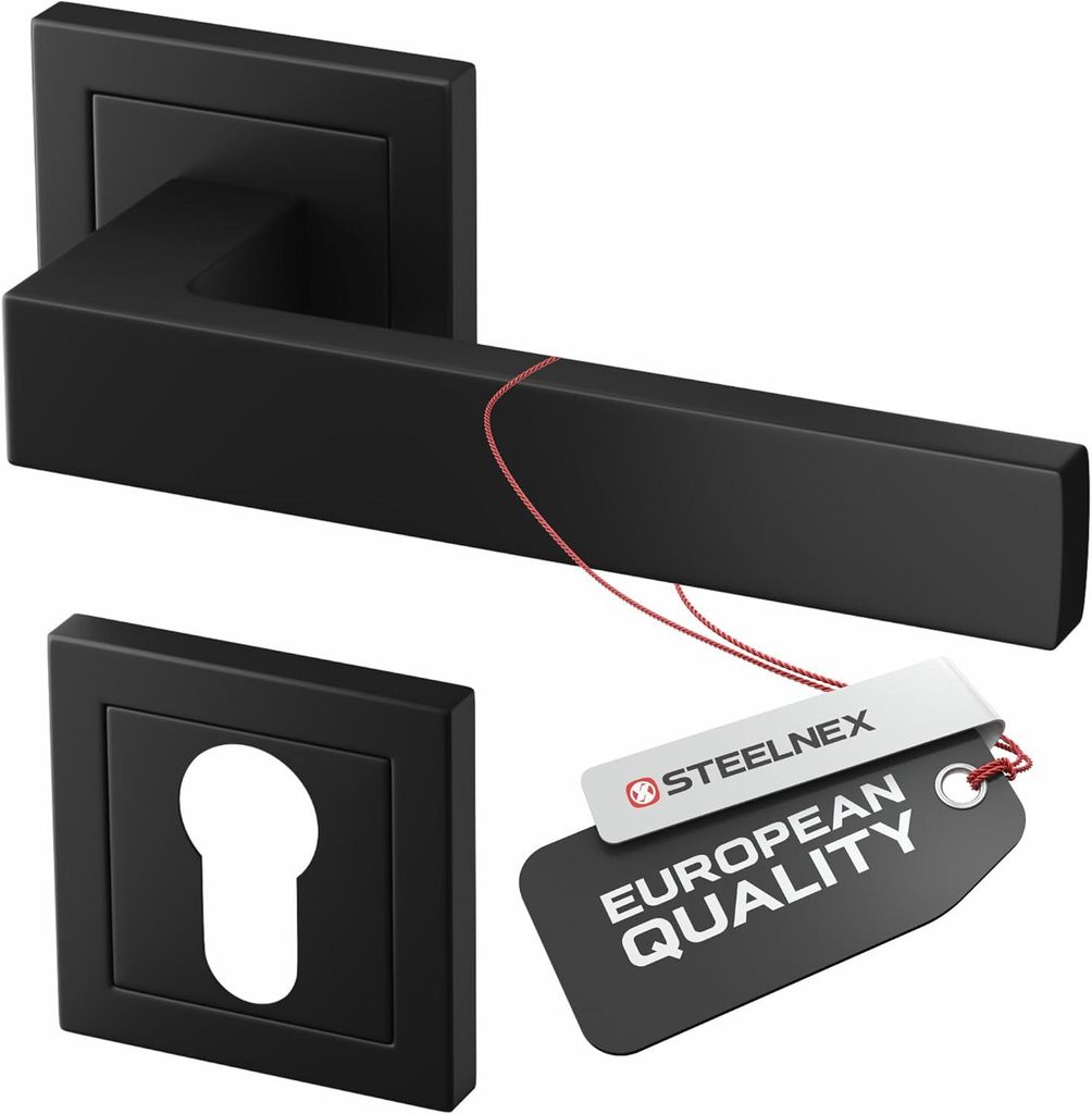 Türklinke Schwarz Matt - Türgriff Set aus Aluminium für Produktbild 