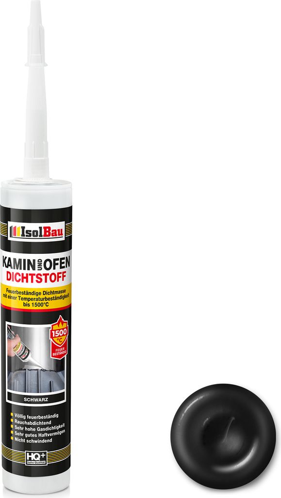 Isolbau Kamin & Ofen Dichtstoff - 1 x 300 ml, Feuerbeständige Dichtmasse bis 1500 °C - Für Reparatur & Füllung von Rissen in Kaminen & Öfen - ...