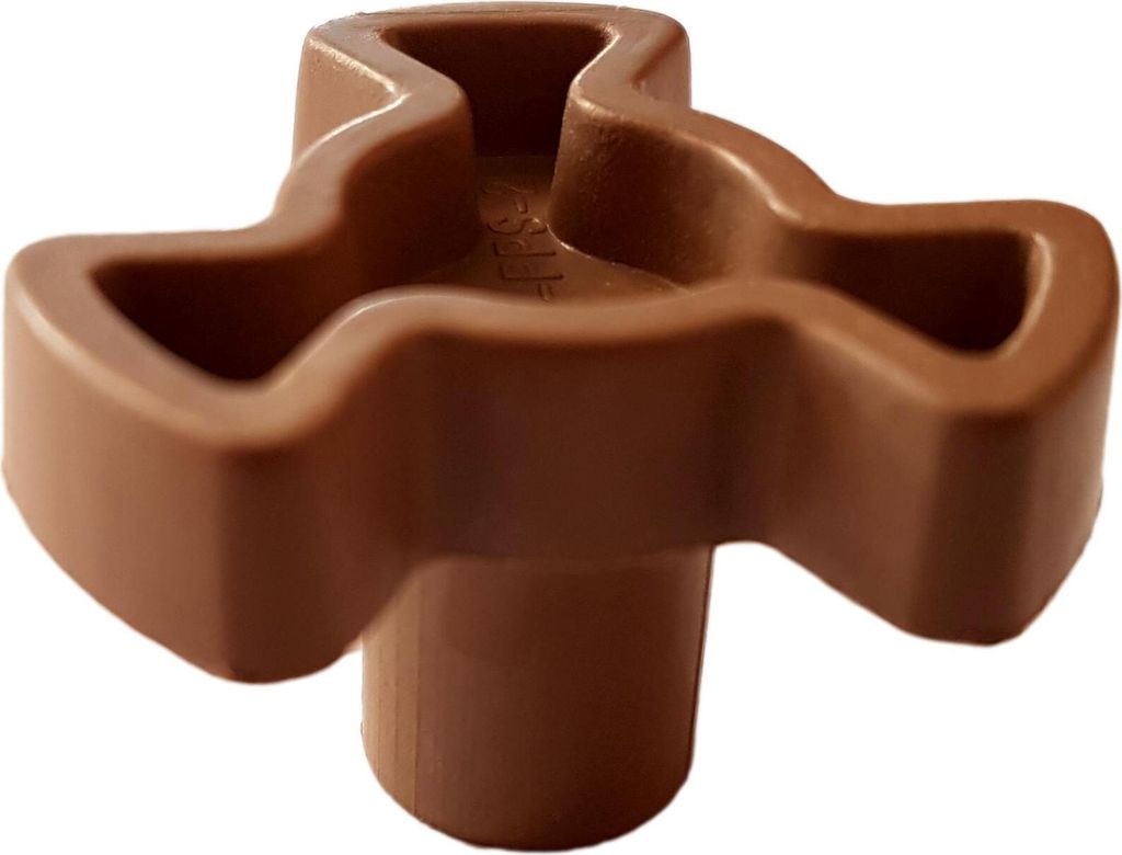 A brown plastic turntable drive coupling for a microwave.