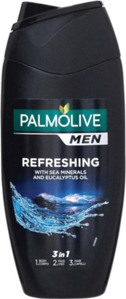 Palmolive Men 3-in-1 Körper Gesicht Haare Erfrischendes ätherisches Eukalyptusöl Meersalzextrakt 250 ml - 1 Stück