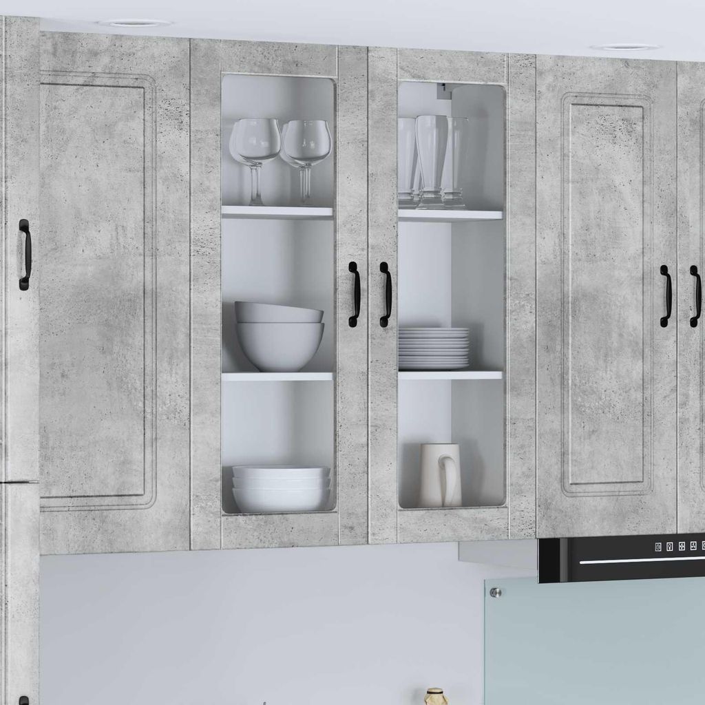 Armoire murale en verre vidaXL LUCCA, gris béton, 80 x 31 x Image du produit 