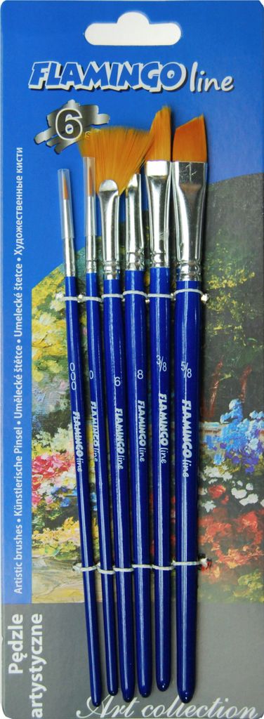 Kunstpinsel mit synthetischen Borsten marineblau Schaft 6 Stück Flamingo Line