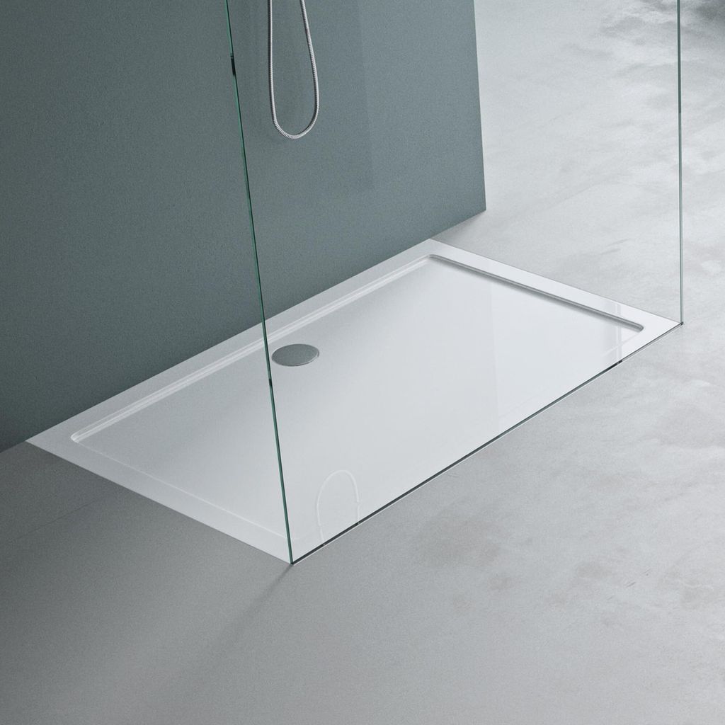 Mai & Mai Duschwanne Duschtasse Faro in weiß inkl. Ablaufgarnitur 01, Form: Rechteckig, BTH: 90x140x4cm