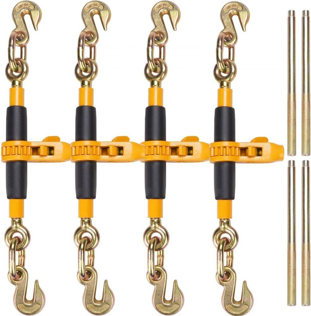 Ratschen-Kettenbinder, 3/8"-1/2" Premium-Lastbinder SM - mit G80-Haken - Traglastgrenze 12000 lbs - Ergonomischer Anti-Rutsch-Griff - Spannketten...