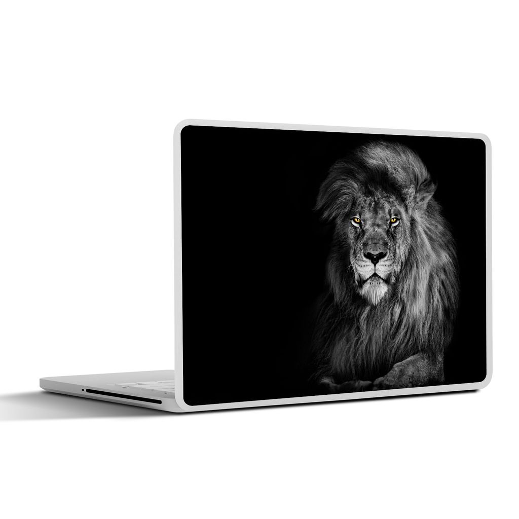 MuchoWow Laptop Aufkleber Sticker Cover Löwe - Augen - Orange - Schwarz und weiß - Tiere - Porträt 31x22.5 cm - Laptop-Deko