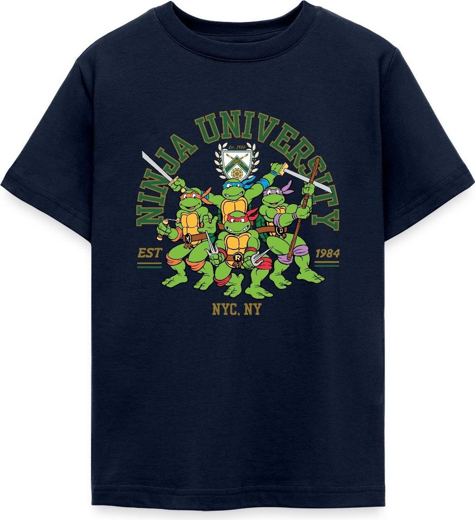 Spreadshirt Teenage Mutant Ninja Turtles Ninja University Teenager T-Shirt, 152/164 (12-14 Jahre), Navy