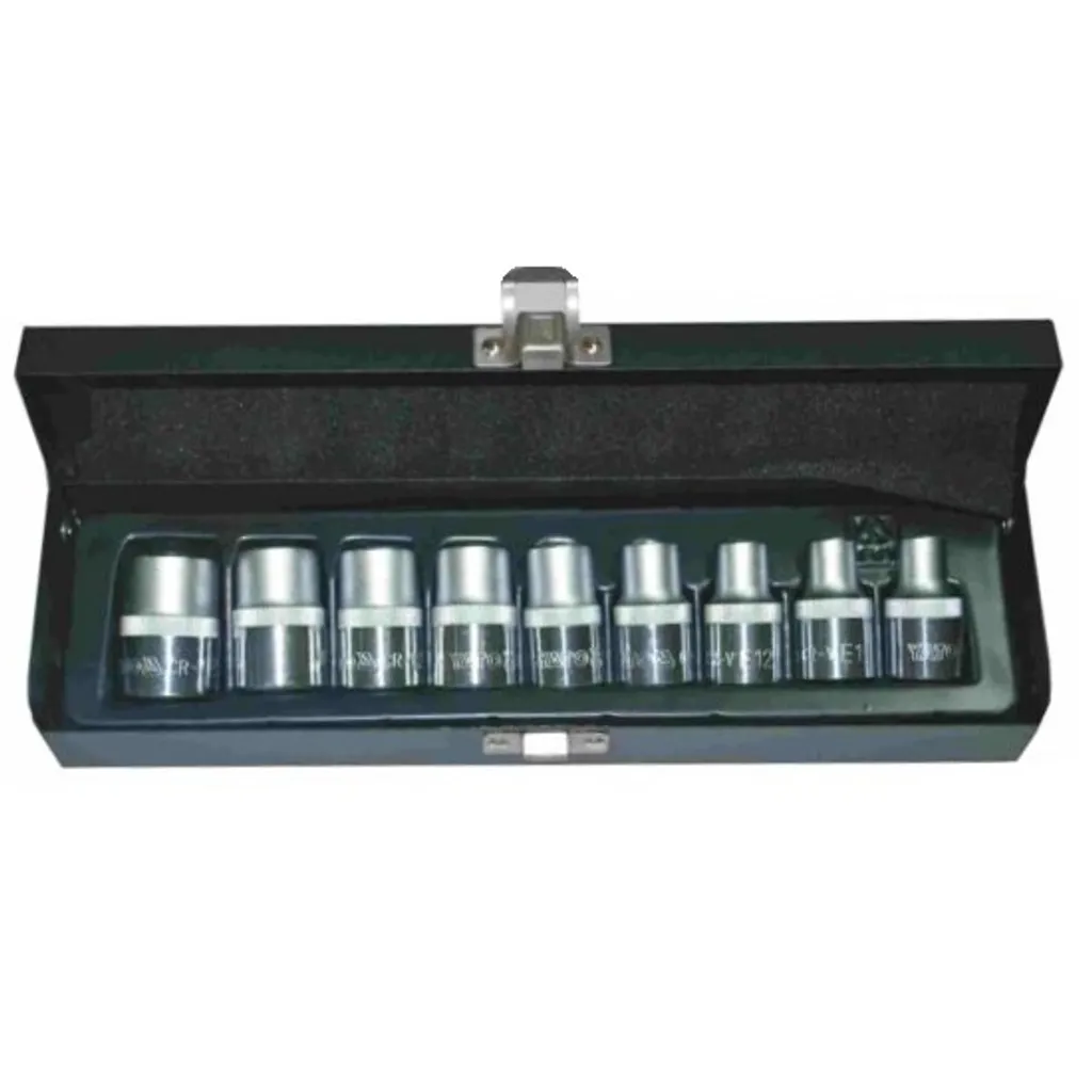Douilles Torx femelles 1/2" en acier Cr-V - Kit 9 pièces ultra résistant