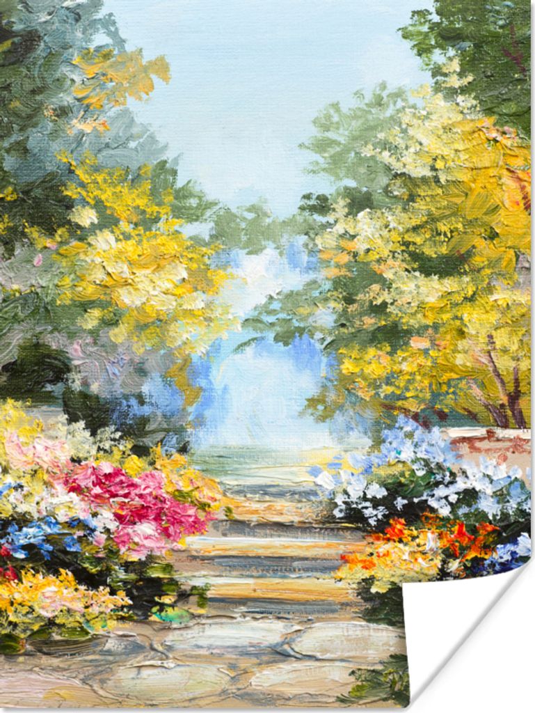 MuchoWow Poster Malerei - Blumen - Natur - Ölfarbe 90x120 cm - Wohnzimmer