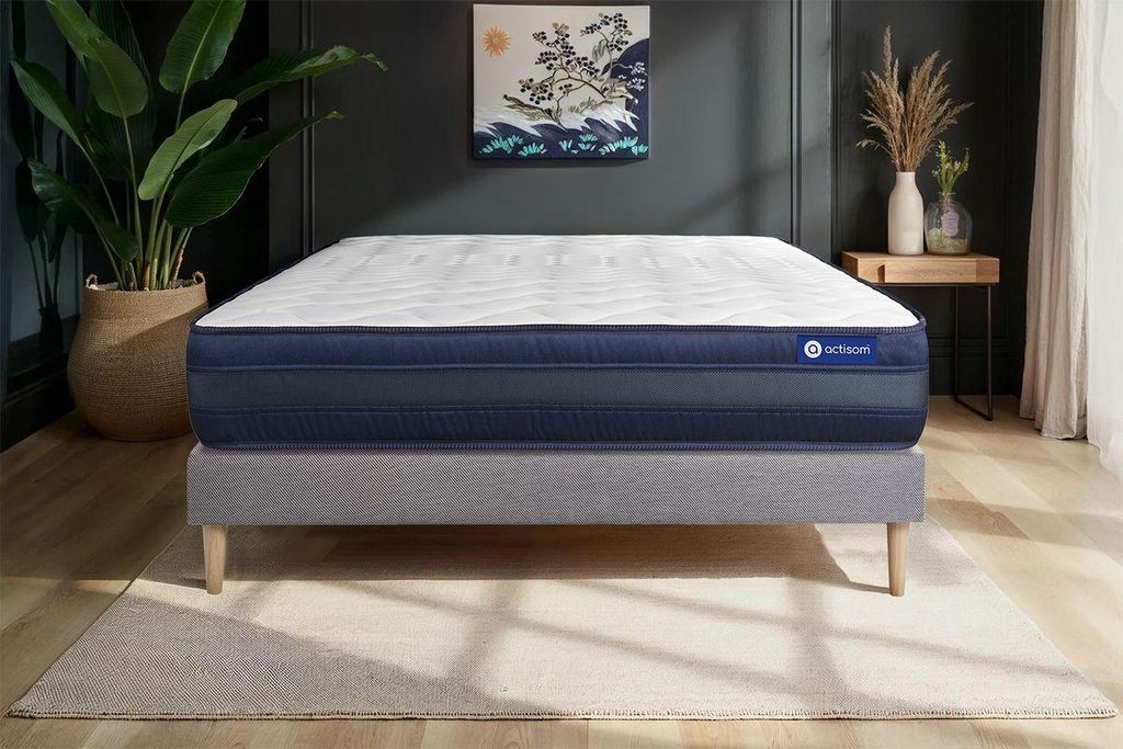 Actilatex tech matratze 130x200cm + Bettgestell mit lattenrost - Dicke : 24cm - Latex und Memory-schaum - H5