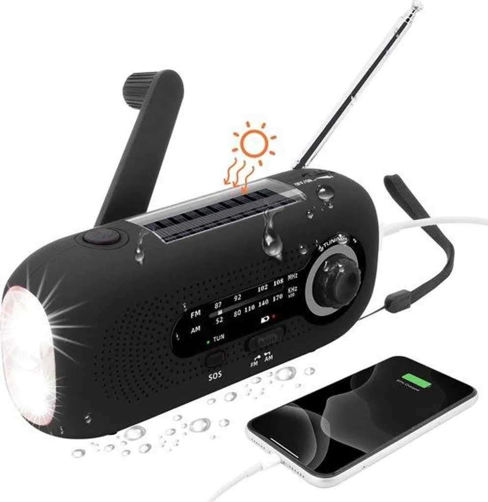 Radio d'urgence pour camping et randonnée avec recharge solaire