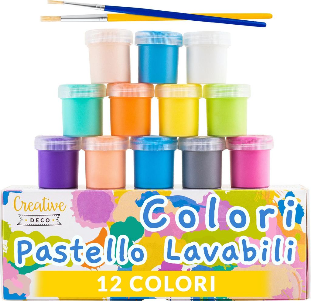 Creative Deco Pastelli Tempere Lavabili per Bambini, Colori Immagine del prodotto 