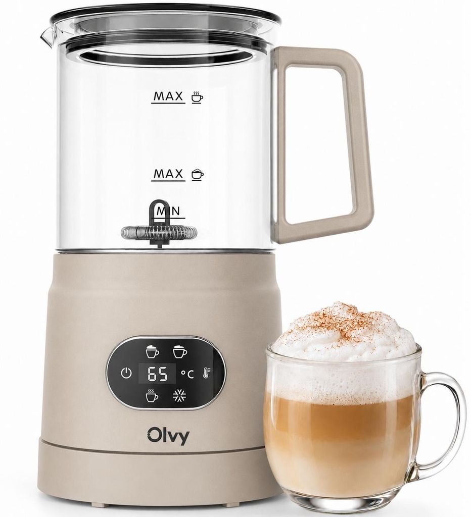 Elektrický pěnový mlékař Olvy ze skla, 4 v 1, 500 W, s Obrázek produktu 