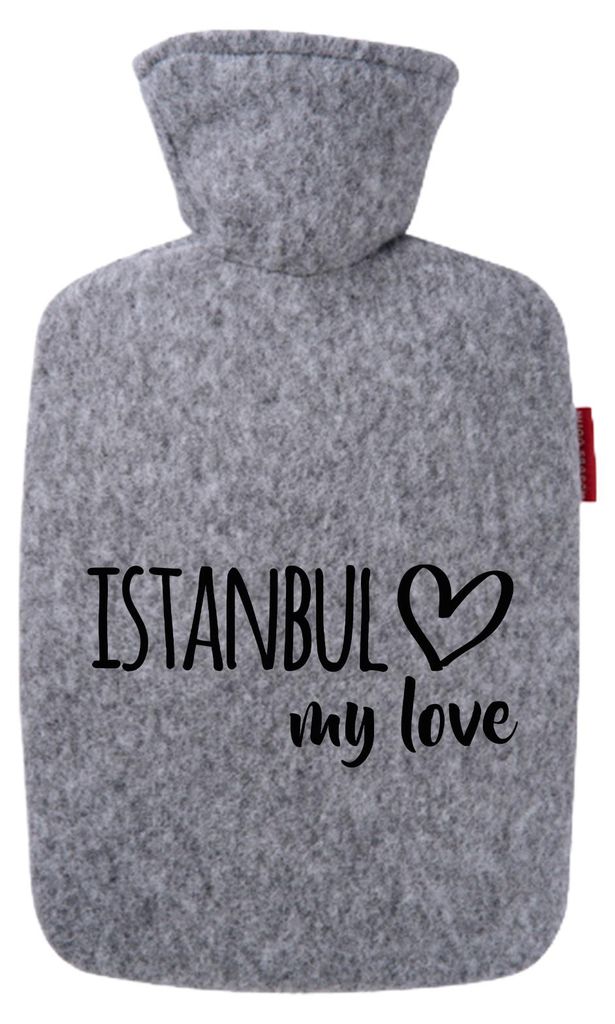 Huuraa Wärmflasche Istanbul my love 1,8 Liter Filz Classic Filzbezug Bettflasche Geschenkidee
