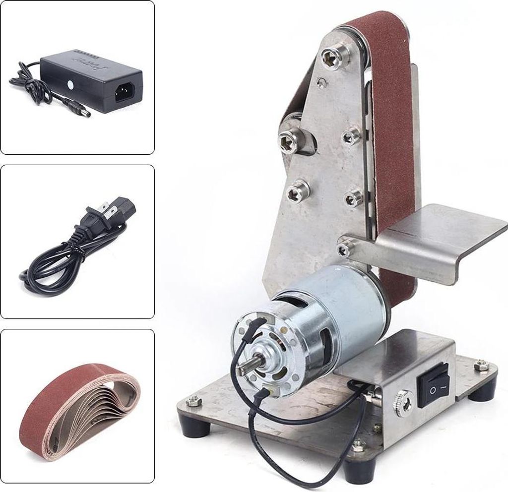 Mini Bandschleifer und Poliermaschine - Bandschleifmaschine - 100 W - Stufenlose Drehzahl 4500–9000 U/min - Schleifband 330×30 mm - Elektrisch -...
