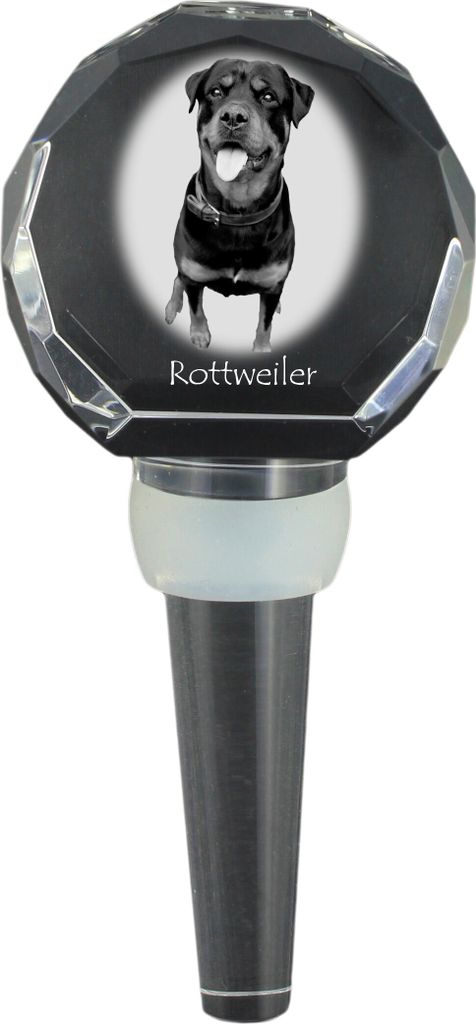 Rottweiler - Kristallflaschenverschluss, einzigartiger Weinverschluss mit Foto, personalisiertes Geschenk für Sommelier der Marke Art-Dog