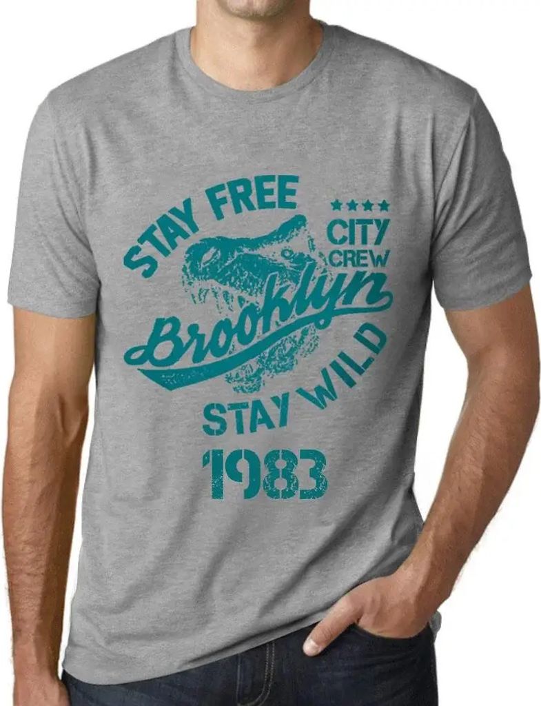 Herren Grafik T-Shirt Stay Free Stay Wild 1983 Geschenk 41. Geburtstag Jahrestag 41 Jahre Jubiläum 41 Jährige Mann Jahrgang 1983 Kurzarm Lustige ...