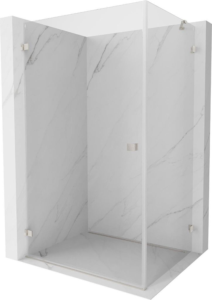Mexen Lunar-B Duschkabine schwenkbar links 80 x 70 cm, transparent, gebürstetes Nickel - 832-080-070-97-00-L