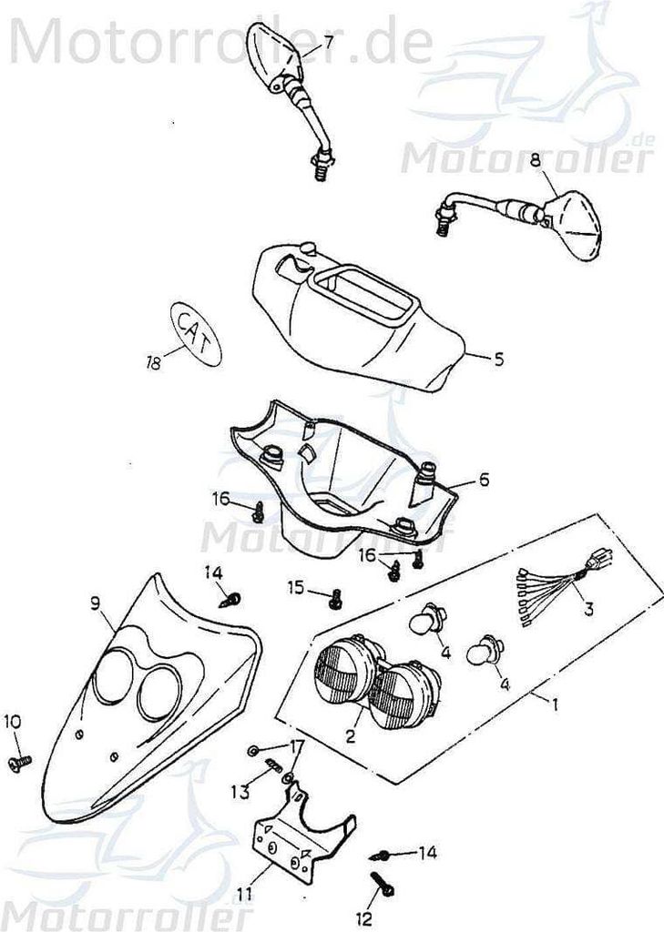 Adly Cat 125 Lenkerverkleidung 125ccm 4Takt 64211-118-000-DB Motorroller.de Frontverkleidung Frontschürze Frontmaske Lenkerabdeckung Front-Cover