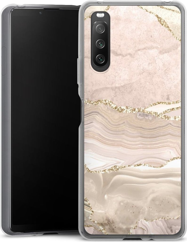 DeinDesign Handyhülle für Sony Xperia 10 IV Silikon Hülle Case Smartphone Schutzhülle Glitzer Look Marmor Utart