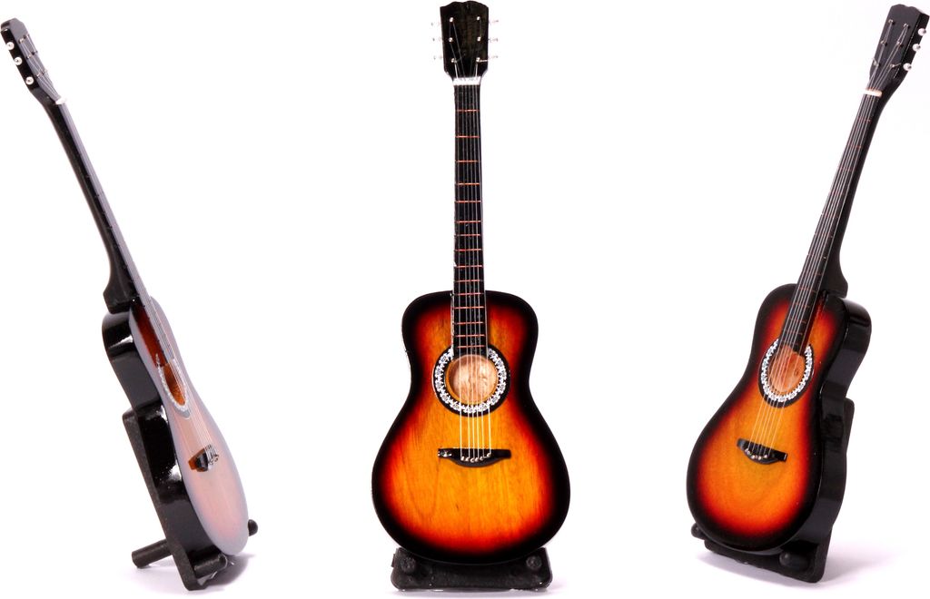 Miniatur klassische Gitarre hellbraun akustik mini Deko Gitarre aus Holz 24cm