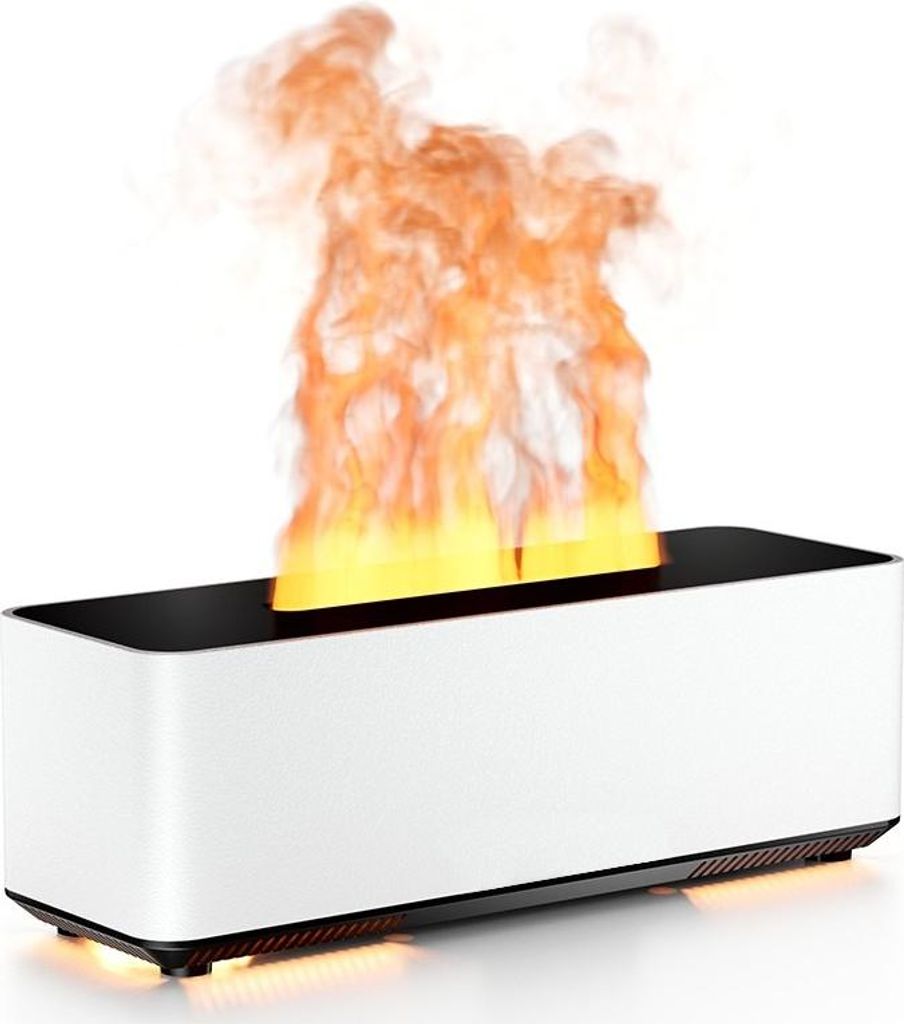 INF Flammen Aroma Diffuser Luftbefeuchter: Vulkan Design mit Öl Kompatibilität Weiß
