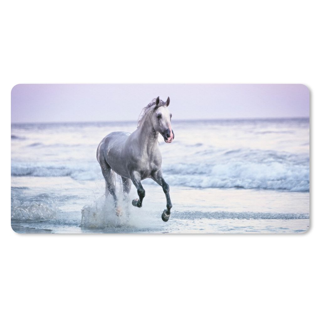 MuchoWow Schreibtischunterlage Pferd - Meer - Pastell 80x40 cm - XXL Mauspad - Gaming Mauspad