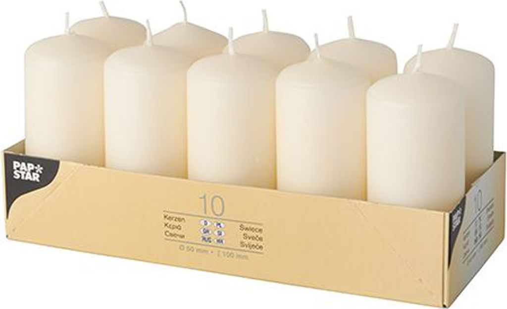 10 Stumpenkerzen Ø 40 mm · 90 mm creme Produktbild 