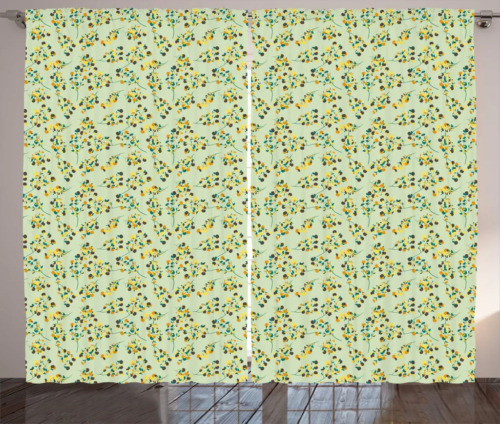 Grand rideau de chambre à motif botanique et fleurs d'été 280x225