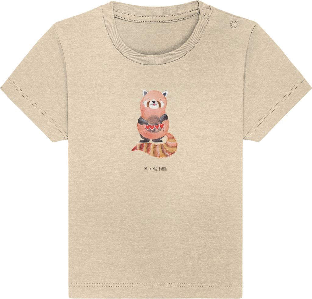 Mr. & Mrs. Panda Babyshirt Roter Panda 0. - 6. Monat - Natural Raw - Geschenk, Liebling, Baumwolle Baby Shirt, Herz, T-Shirt, Kinder, Liebe, , Lieb...