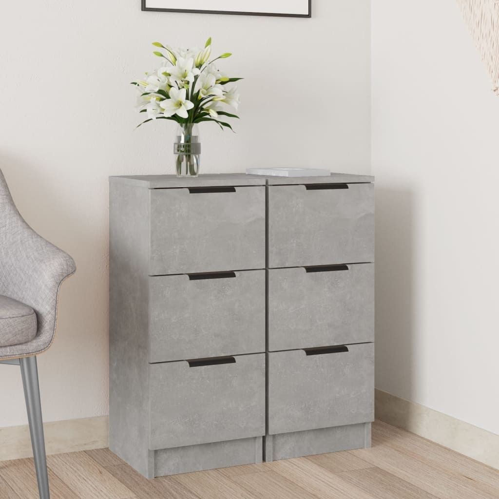 vidaXL Credenze 2 pz. Grigio cemento 30x30x70 cm Materiale Immagine del prodotto 