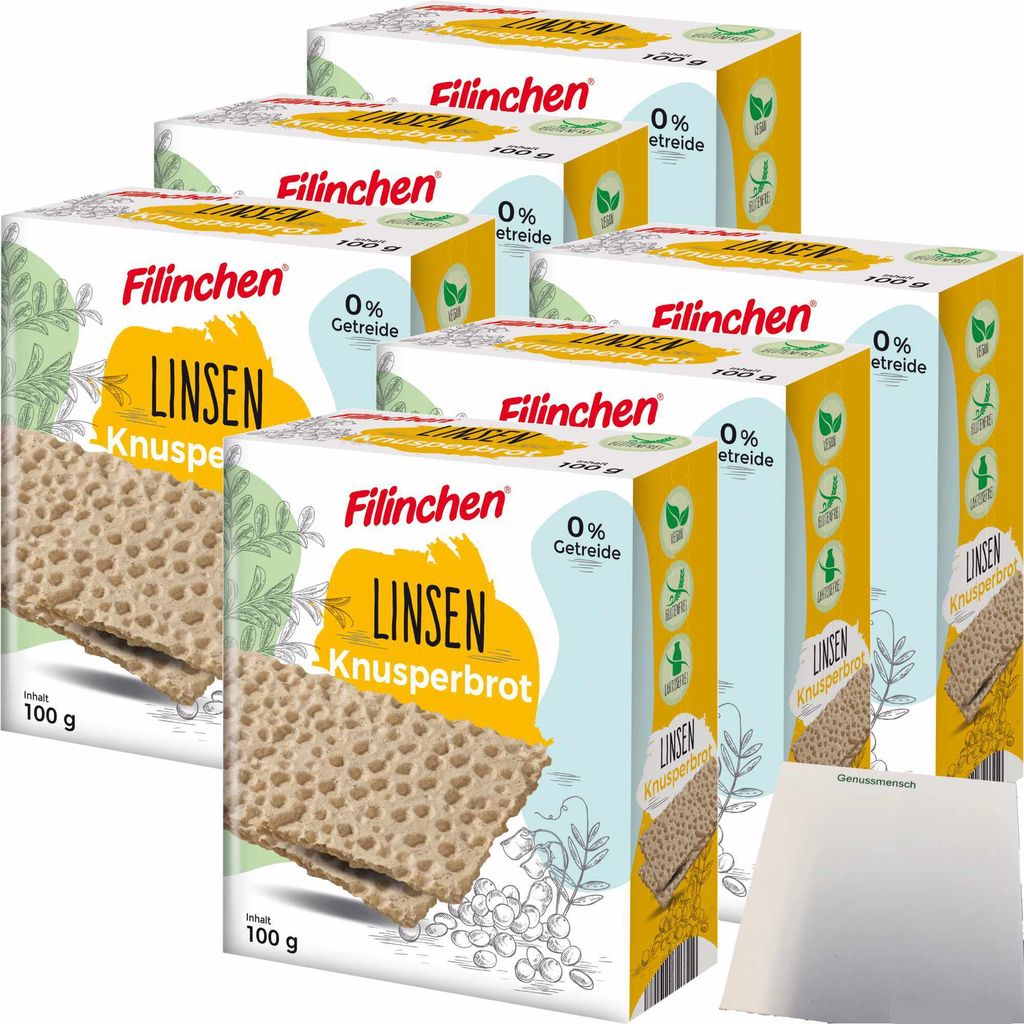 Filinchen Linsen Knusperbrot Glutenfrei vegan 6er Pack Produktbild 