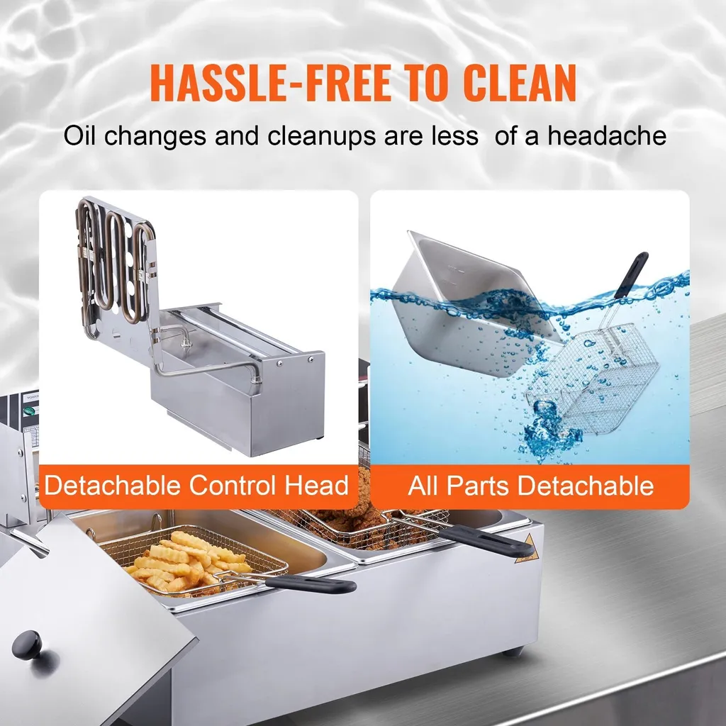 Friteuse professionnelle double bac 12 litres pour restauration rapide - 5