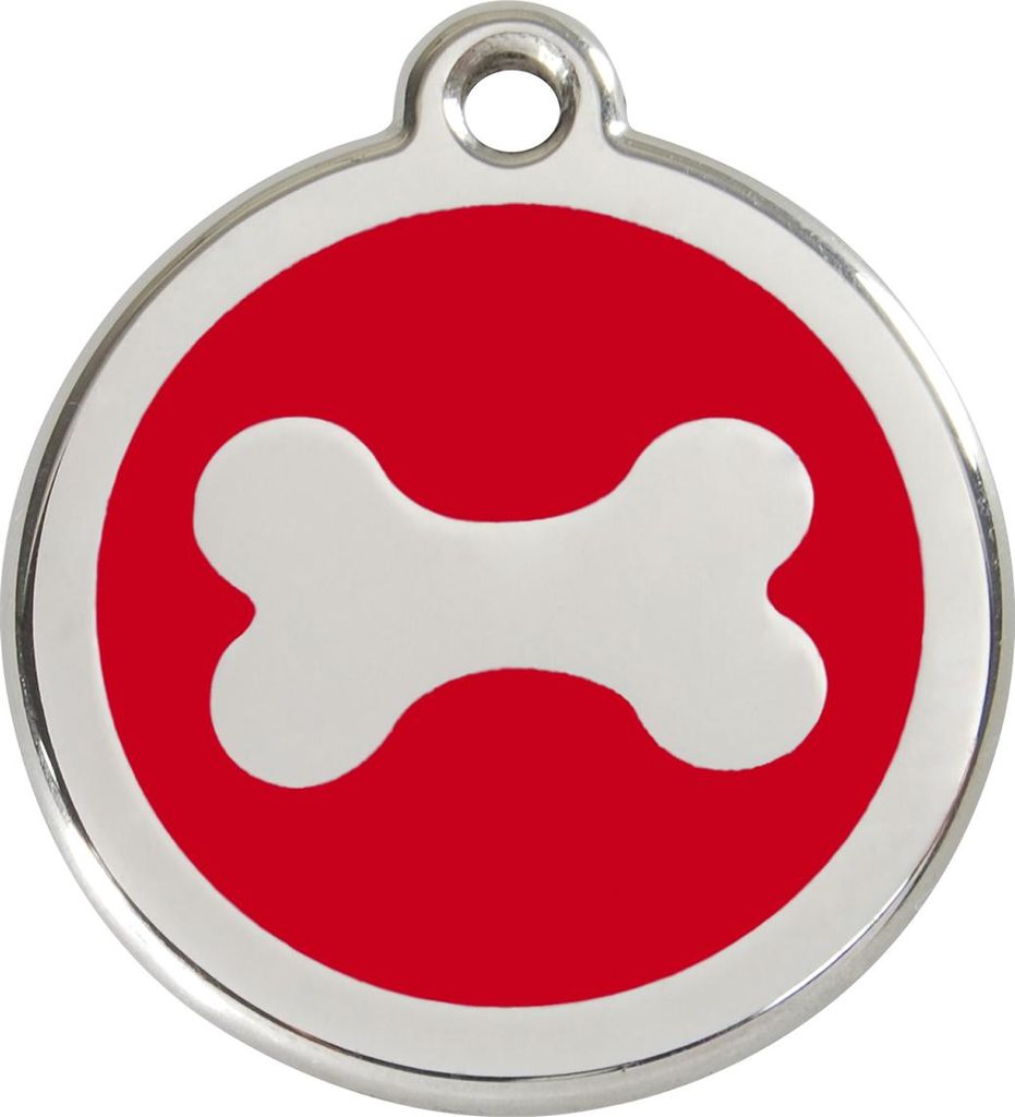 RedDingo Hundemarke mit individueller Gravur Knochen rot, Größe: M