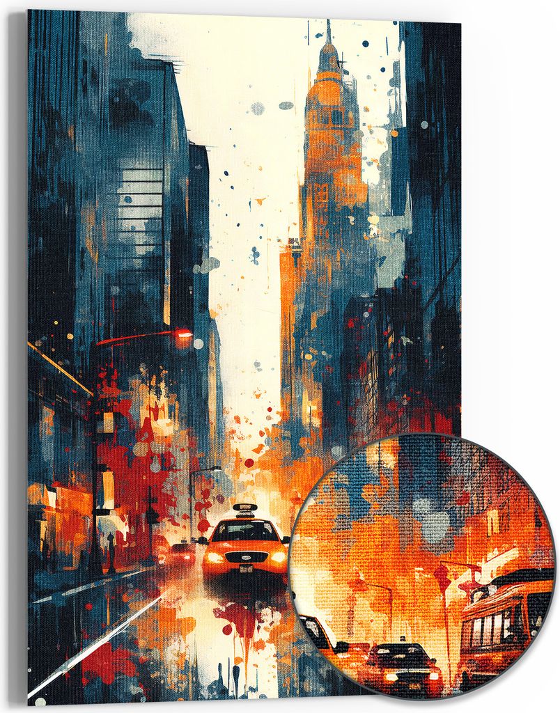 DEQORI Hybrid Leinwand Bild 60x90 cm 'Metropolenrausch' Produktbild 