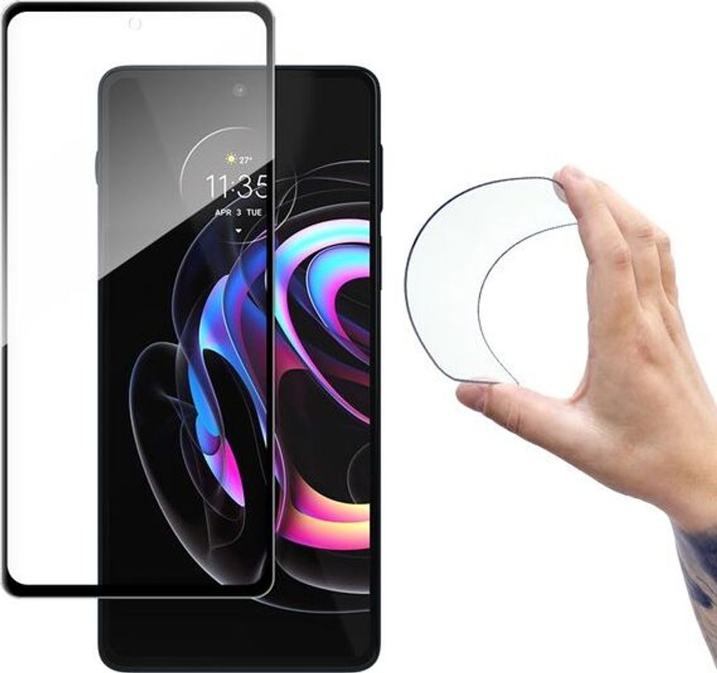 Wozinsky Full Cover Flexi Nano Glass Film Tempered Glass Mit Rahmen Motorola Moto Edge 20 Pro Schwarz