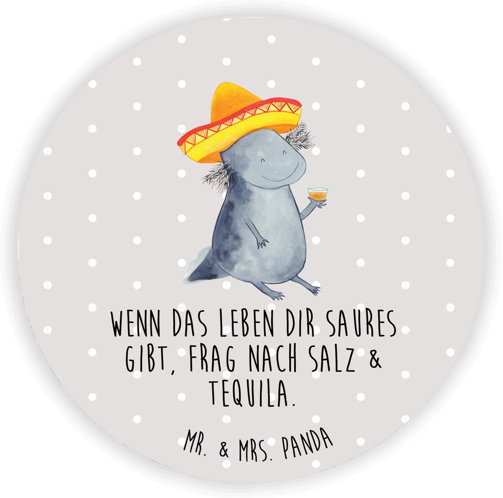 Mr. & Mrs. Panda Kühlschrankmagnet Axolotl Tequila - Grau Pastell - Geschenk, magnet für magnettafel, trinken, Party, Urlaub, holzmagnet, kühlsc...