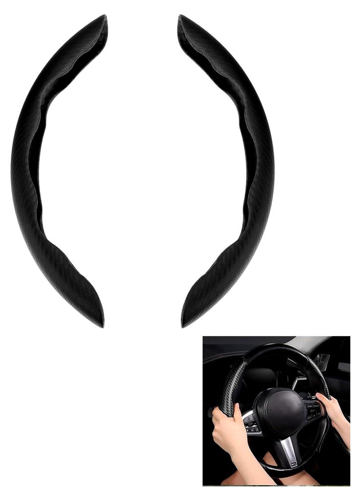 Kohlfaser segmentierter Lenkradschutz, Modisch Segmentierte Auto Lenkradschutz, Anti Rutsch Atmungsaktiv Lenkradhülle, Auto Lenkradhülle Leder (S...