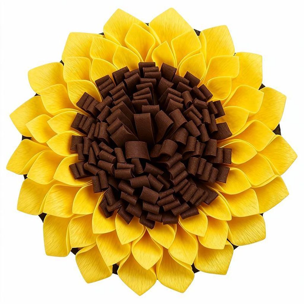 Schnüffelteppich für Hunde 38x38 cm – Hundespielzeug mit Sonnenblumenmotiv, Stressabbau & langsames Fressen, Gelb