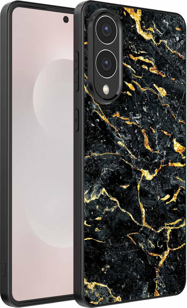 Fit für Samsung Galaxy S25 Edge Telefon Fall mit Schwarz-Gold-Marmor-Druck - TPU Backcover Fall Schwarz-Gold-Marmor-Design - Schwarz-Gold - Smartp...