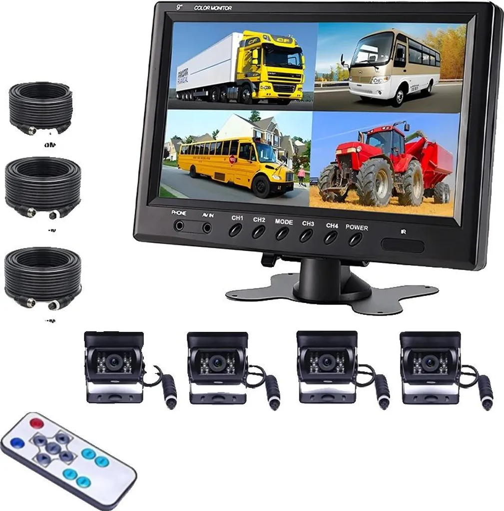 Système de caméra de recul avec écran 9 pouces LCD et vision nocturne