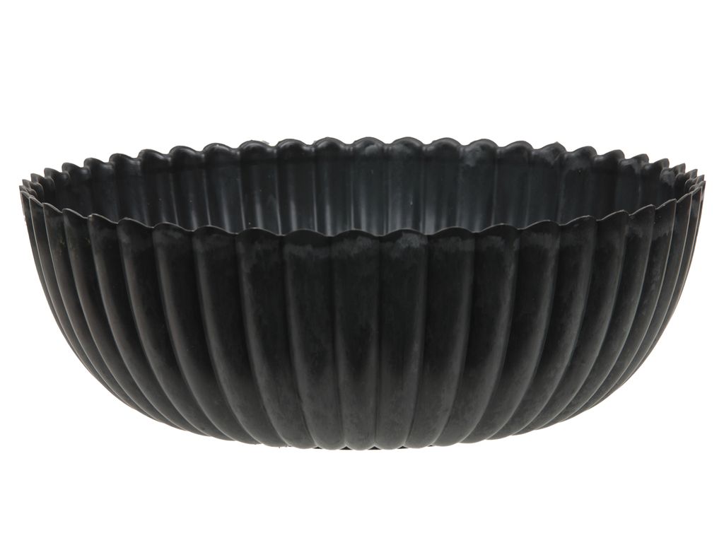 Pflanzgefäß Ø 25xH9cm rund Kunststoff anthrazit gewischt Pflanzschale Blumentopf Deko