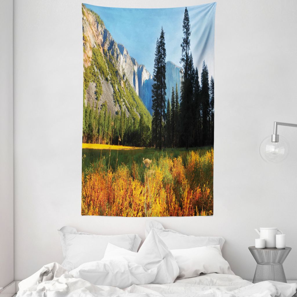 ABAKUHAUS Natur Wandteppich und Tagesdecke, Vögel über Berge aus Weiches Mikrofaser Stoff Waschbar ohne Verblassen Digitaldruck, 140 x 230 cm, Or...