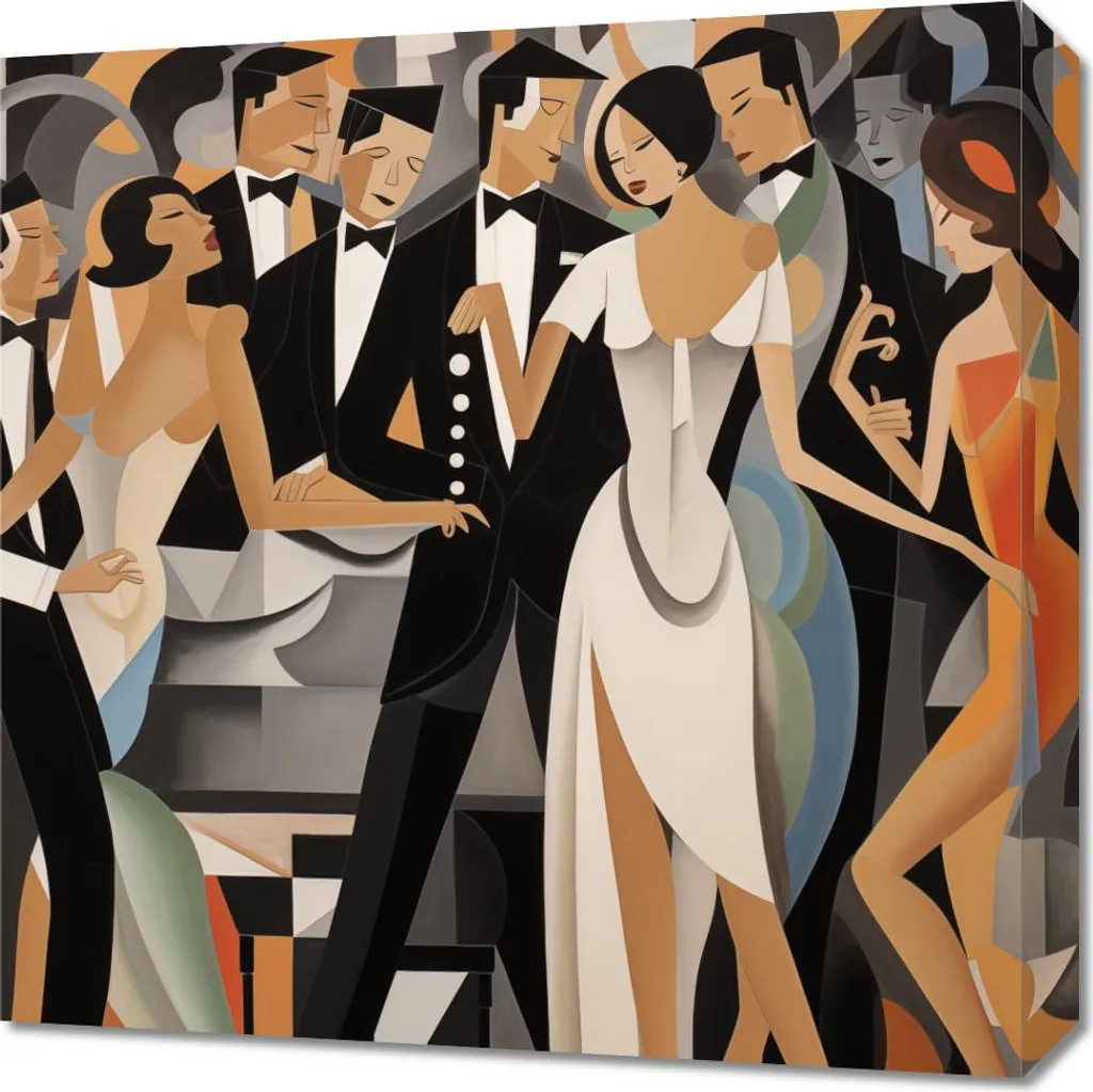 Quadro 50x50cm Ballo Art Déco - Arredo Casa Vintage Elegante