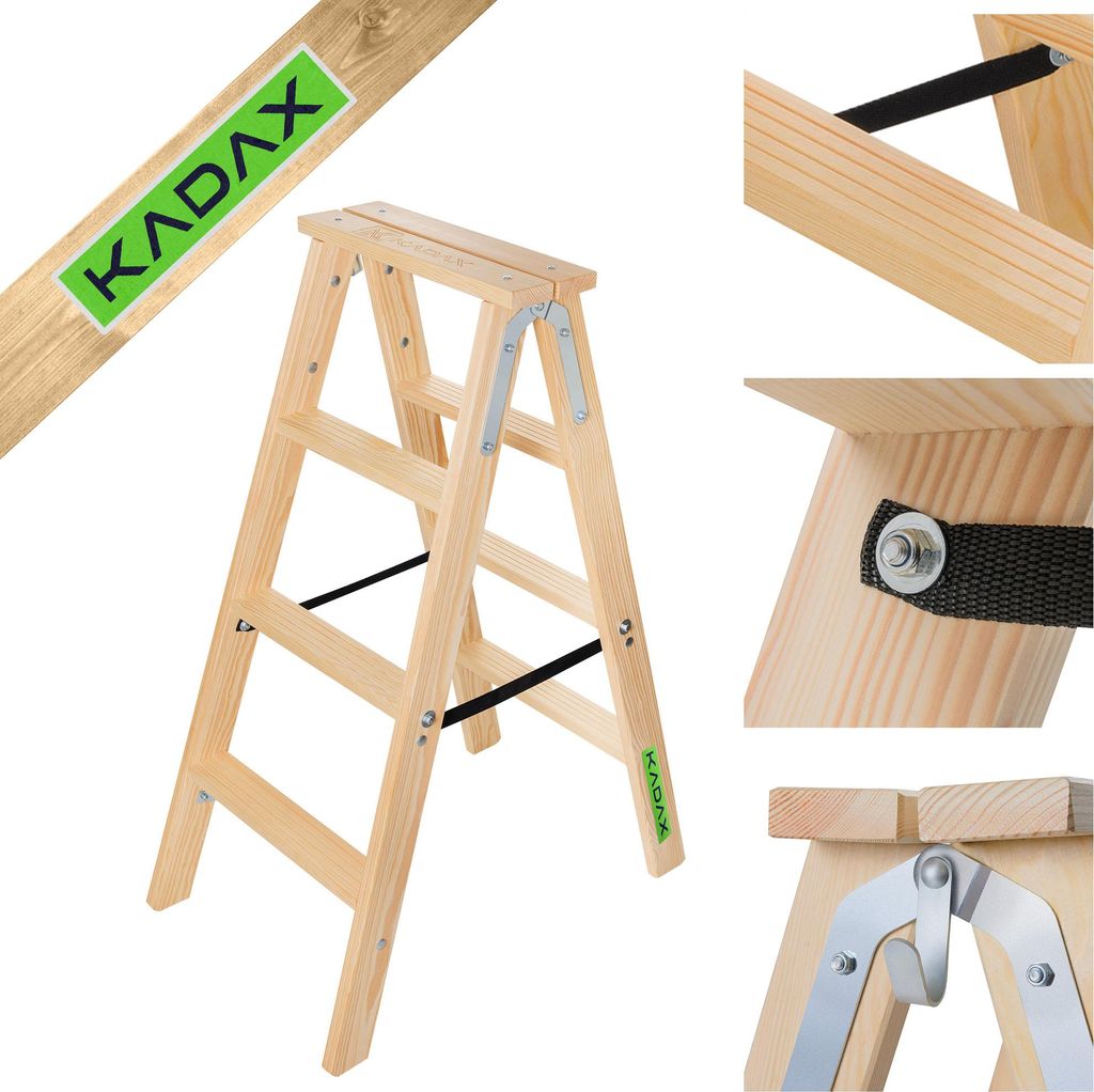 Drewniana drabina malarska KADAX, wysuwana, 2x4 stopnie, Zdjęcie produktu 